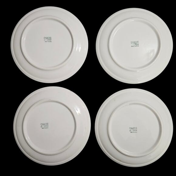 Syracuse China 8" White Plates with Orange Rim – Set of 4 – USA Made - Picture 6 of 6